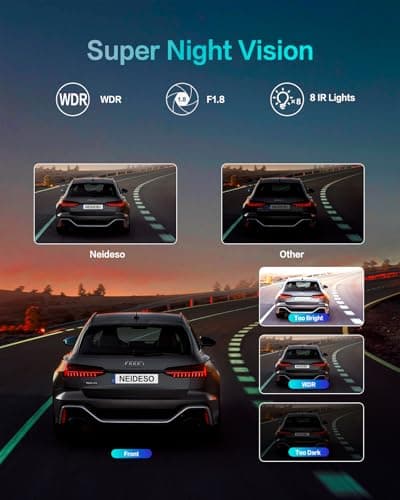 AI Dash Cam Front Rear Inside, 4 Channel 3k+1080P*3 Dashcam with Smart Driving Monitor System, 360° View Car Cameras 5GHz Wi-Fi GPS, Camera for Car Night Vision 128GB SD Card, 24H Parking Mode N700Pro - Thumbnail 5