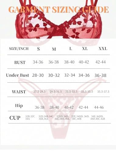 Avidlove Lingerie for Women Sexy Underwire Lingerie Set Cute Push Up Bra and Panty Set Red XL - Thumbnail 6