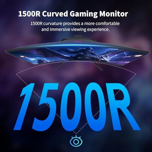 KTC 27 Inch Curved Gaming Monitor, 1440P QHD 144Hz PC Monitor, 1500R Computer Display Adaptive Sync, HDR400, 4000:1 Contrast, Eye Care, DP HDMI Port, VESA Wall Mountable, H27S5C - Thumbnail 5