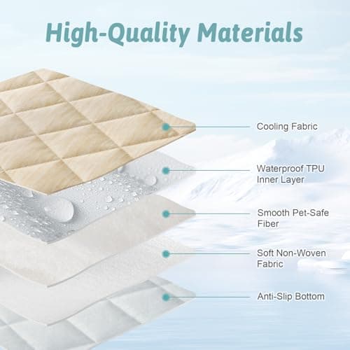 COZY KISS Dog Cooling Mat 82"x102" Q-Max>0.4, Extra Large Waterproof Cooling Dog Bed Cover, Leakproof Non-Slip Pet Mat, Furniture Protector Washable Cooling Blanket for XL Dogs, Sofa Cover (Beige) - Thumbnail 3