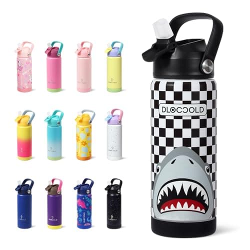 DLOCCOLD Kids Insulated Water Bottle with Leak Proof Straw Lid, Double Wall Vacuum Stainless Steel Water Bottle with Silicone Boot, Reusable Tumbler for Travel, Boys, Girls - Image 1