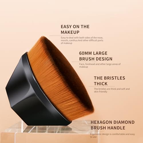 DUcare Large Kabuki Body Brush for Self Tanner Foundation Makeup Brushes For Face or Body Makeup, Works With Liquid or Cream Foundation,Kabuki Blend Makeup - Thumbnail 3
