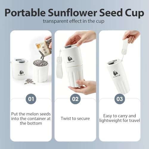 PLCHXFYJR Portable Sunflower Seed Cup with Seed Organizer and Shell Storage, Seed Snack Spit Cup for Outdoor, in Car, Travel and Sports Games. Works with Pistachios (white) - Thumbnail 3