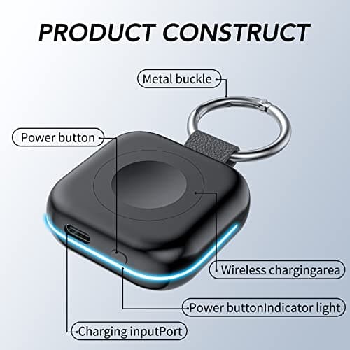 HUOTO Portable Charger for Apple Watch,Wireless Magnetic iWatch Charger 1200mAh Power Bank Travel Keychain Accessories Smart Chargers for Apple Watch Series 11/10/9/8/7/6/SE/5/4/3/2/1/UItra/UItra 2 - Thumbnail 3