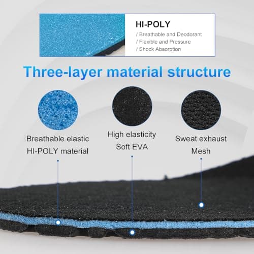 XINIFOOT 3 Pairs Elastic Shock Absorbing Shoe Insoles Breathable Honeycomb Sneaker Inserts Sports Shoe Insole Replacement Insoles for Women (Black) - Thumbnail 4