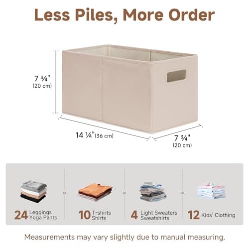 StorageWorks Fabric Storage Bins for Shelves, Closet Organizers and Storage Baskets, Collapsible Storage Bins with Cutout Handles, Medium, 4-Pack, Ivory and Light Brown - Thumbnail 5