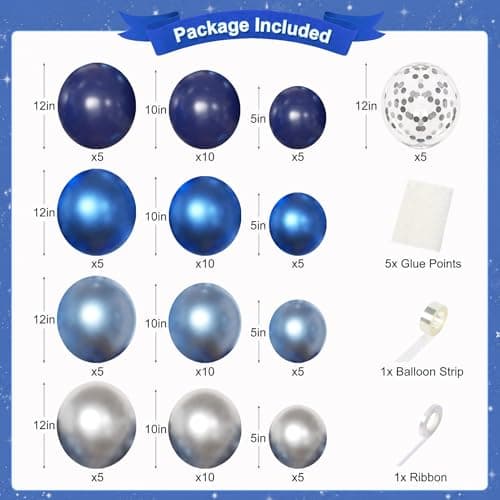 Happy Fathers Day Decorations, Metallic Blue Dark Blue Silver Foil Confetti Balloons Blue Fringe Curtains Banner for Father's Day Party Decorations - Thumbnail 2