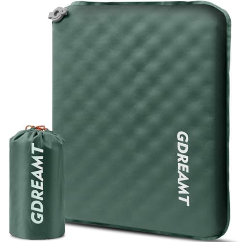 GDREAMT Inflatable Seat Cushion, Self-Inflating Memory Foam Stadium Seats Cushion Portable Camping Air-Foam Sitting Pad for Travel Airplane Car Bleachers Backpacking Office, Lightweight & Compact