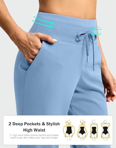 G Gradual Womens Pants High Waisted Golf Pants 2 Deep Pockets 7/8 Ankle Joggers for Athletic Travel Casual Lounge Work, Light Haze Blue, X-Small - Thumbnail 4