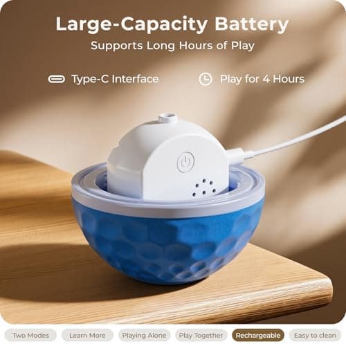 Apasiri Interactive Dog Toys: Duraspin Dog Ball with LED Lights, Automatic Moving Dog Toys for Aggressive Chewers, Dog Toys for Large Dogs, Vibrating Dog Toy Balls for Small, Medium (3.74 in Diameter) - Thumbnail 6