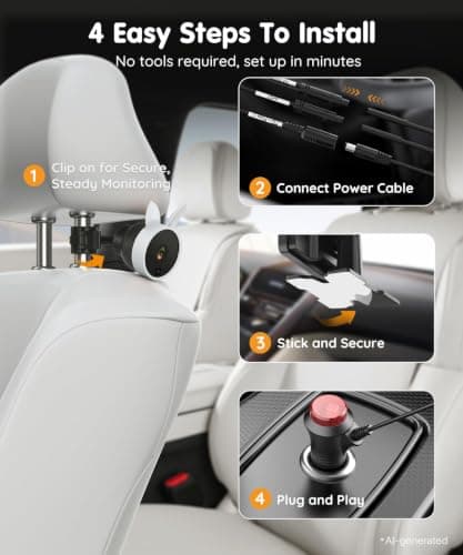 Babyvue BV3PRO 7.2" Dual Car Camera Baby Monitor, 1080P HD Split Screen, IR Night Vision, Double Car Camera for 2 Baby, Easy Setup for Carseat, Perfect for Family Travel, Pet Friendly - Thumbnail 6