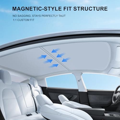 OIXULI 2025 2026 Tesla Model Y Juniper Roof Sunshade - Precision Fit for Near-Zero Gaps & Resists Sagging, Nano Ice-Crystal Heat Insulation Foldable Sunroof Cover, 2PCS Interior Gray - Thumbnail 3