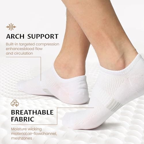 Sunew No Show Liner Socks Women Men Low Cut Invisible Socks for Casual Shoes 8 Pairs White Medium - Thumbnail 4