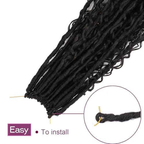 Goddess Locs Crochet Hair for Black Women -24 Inch 8 Packs Boho Faux Locs Crochet Hair Pre Looped Soft Locs Crochet Braids with Curly Ends - Thumbnail 4