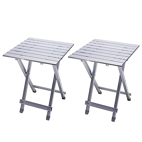 SUNNYFEEL Folding Camping Table - Lightweight Aluminum Portable Picnic Table, 18.5x18.5x24.5 Inch for Cooking, Beach, Hiking, Travel, Fishing, BBQ, Indoor Outdoor Small Foldable Camp Tables - Image 1