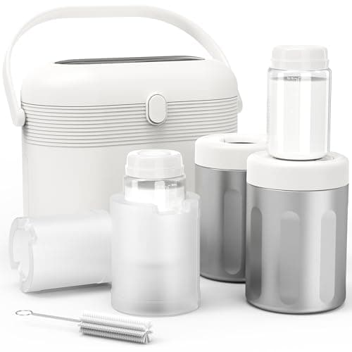 NesveCit Portable Breast Milk Cooler, 24H Chill Medical-Grade 316L Stainless Steel, 2-in-1 Breastmilk Cooler Bottle & Thermos with Leakproof Storage Bottle, No Ice Needed for Travel/Work, 20oz, Beige