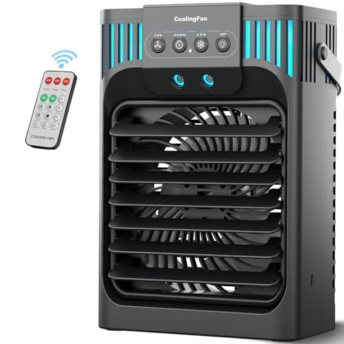 Portable air conditions with remote control, silent with 3 speeds, cooling fan of 1200 ml Personal Air Cooler Fan with 3 Mist, 7 Night Light, 8H Timer, Small Air Conditioner for Bedroom Office - Image 1