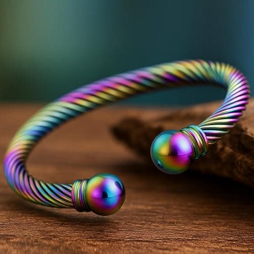 Stainless Steel Twisted Cable Wire Bracelets for Women Men (C-Rainbow) - Thumbnail 5