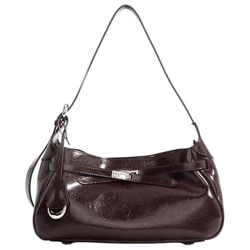 Rosvovo Genuine Leather shoulder Bag for Women，Small Leather Crossbody Bag Satchel purse Handbag with Adjustable Strap Cherry - Image 1