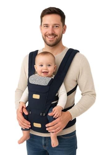 Sharth Baby Carrier with Hip Seat, 6-in-1 Infants & Toddlers (7-41 lbs) Carrier, Fully Adjustable Hip Seat Carrier to Fit All Parents, All-Season Baby Carrier - Dark Blue - Thumbnail 5