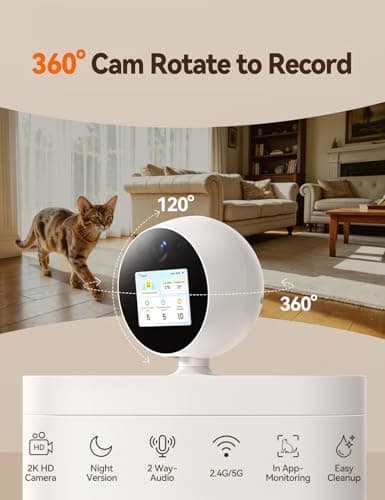 FEELNEEDY Automatic Cat Feeder with Camera 360°, 2k HD Video Night Vision, AI-Powered for Auto Pet Tracking, 5G/2.4G Wi-Fi & 2-Way Audio, Smart APP Control, Low Food Alert, 5.5L Timed Pet Feeder - Thumbnail 2