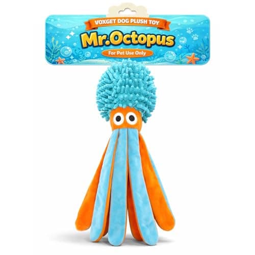 VOXGET Dog Octopus Squeaky Toys for Puppy, Interactive Plush Crinkle Toys for Small Medium Dogs Keep Busy, Cute Soft Stuffed Dog Toy for Puppies Reduce Boredom, Not for Aggressive Chewers (Octopus) - Image 1