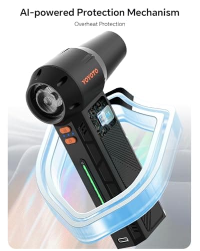 Compressed Air Duster, 300000RPM Powerful Electric Air Duster Rechargeable with LED Light and Brushless Motor, 4-Gear Cordless Mini Air Blower for Keyboard, Computers, Car, Outdoors (Black) - Thumbnail 5