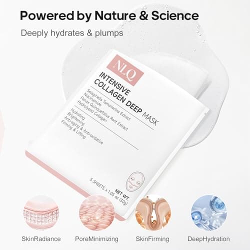 NLQ Intensive Collagen Deep Mask Skincare, Hydrating Overnight Face Mask for Glass Skin, Pore Refining, Firming & Plumping, Travel Essentials and Beauty Care Gifts for Women | 1.05oz(30g) x 5ea - Thumbnail 6