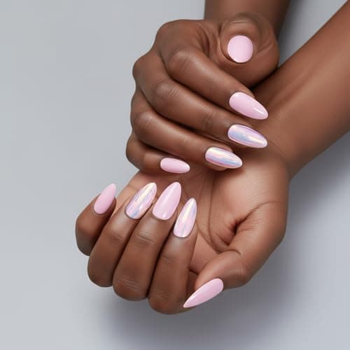 Acrylic Press On Nails Almond - Iridescent Pink Glow False Nails Elegant Durable Salon Quality for Work or Date, 24 Nails in 12 Sizes with Glue, Tabs, File, Prep Pad, Stick - Thumbnail 6