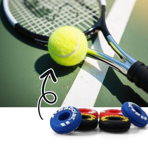 PHX Grove 6-Pack Tire-Shaped Tennis Racket Dampeners - Durable Rubber Shock Absorbers for Racquet Strings, Easy Install, Reduce Vibration, String Noise and Arm Strain, Ideal for Tennis Players - Thumbnail 6