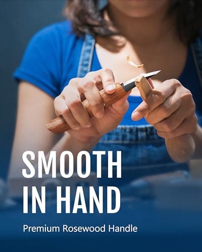 RAVS Wood Carving Sloyd Knife with Leather Strop & Polishing Compound, High Carbon Steel Whittling Knife with Leather Sheath, Chip Wood Carving Tools with Ergonomic Handle for Beginners &Professionals - Thumbnail 3