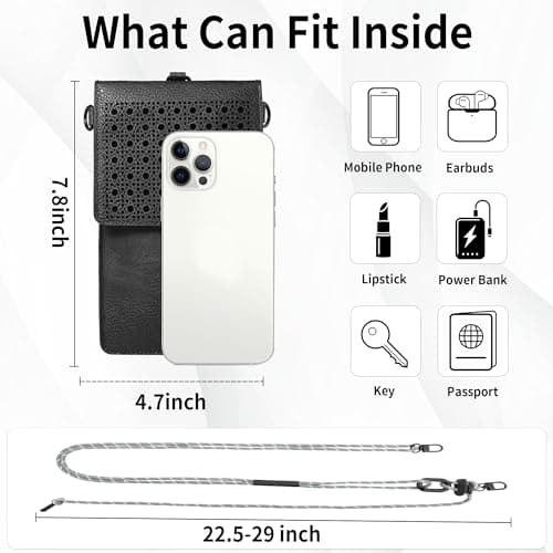 SHOMICO Small Crossbody Bags for Women, Faux Leather Cell Phone Purse Crossbody, Cross Body Purse with Touchable Clear Phone Window & Charging Port, Purses with Blue Adjustable Crossbody Strap - Thumbnail 5