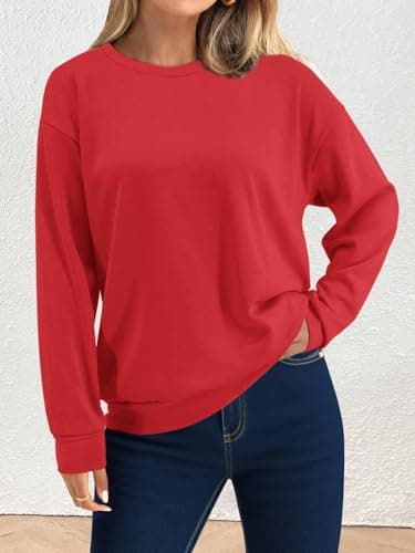 STOLKISS Women Long Sleeve Fleece Lined Sweatshirts Casual Crew Neck Cute Pullover Tops Fall Fashion Soft Thicken Sweatshirt - Thumbnail 2
