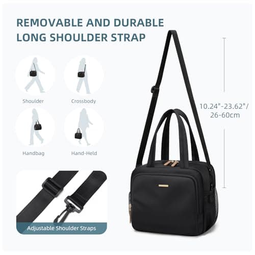 GOLF QUALITY Insulated Lunch Bags for Women,Lightweight Puffy Padded Waterproof Lunch Tote,Reusable Lunch Cooler Bag for Work Picnic Travel,Black - Thumbnail 4