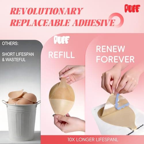 Sticky Bra Push Up - Strapless Backless Adhesive Invisible Bra for Women with Silicone Lift Tape Effect(Beige Set D) - Thumbnail 2