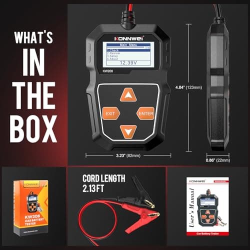 KONNWEI KW208 12V Car Battery Tester, Battery Load Tester Automotive 12V Alternator Starter Tester Digital Auto Battery Analyzer Charging Cranking System Tester for Car Truck Marine Motorcycle Boat - Thumbnail 6