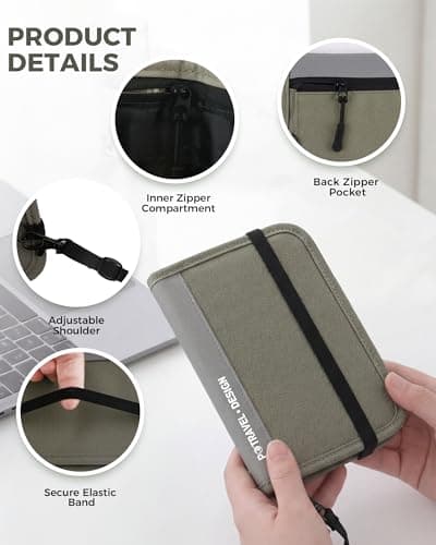P.travel Passport Holder for Travel - RFID Blocking Nylon Passport Wallet with Adjustable Shoulder Strap，LightWeight Document Organizer Pouch for Men & Women, Travel Must Haves - Thumbnail 3