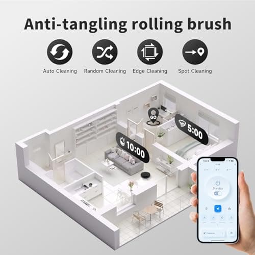 Livvi Robot Vacuum and Mop Combo - 3500pa 2 in 1 Robot Vacuum with WiFi/App/Voice, 120 min Runtime, Super Thin, Quiet, Self-Charging, for Hard Floors (G100) - Thumbnail 4