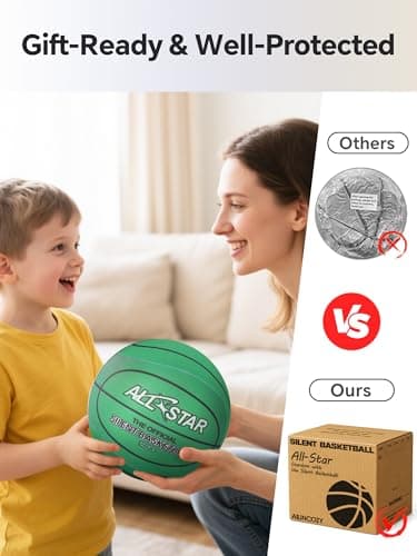 ALLINCOZY Covered Silent Basketball, Fabric Cover Soft Foam Airless Basketball, High Bounce, Noise-Free Training Ball, Gifts Packaging, Safe for Indoor Activities - Thumbnail 4