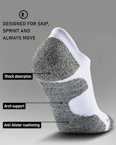SITOISBE Men's No Show Compression Athletic Socks, Cushioned for Running Hiking, Large, White-8 Pairs - Thumbnail 3