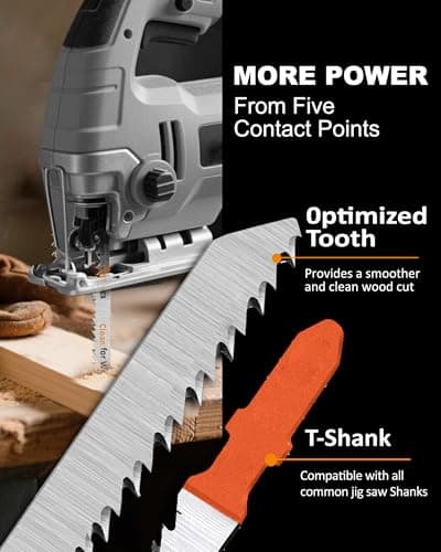 50PCS T Shank Jigsaw Blades Set - BGTEC HCS/HSS Jig Saw Blades for Wood, Plastic and Metal Cutting(T119B*5-T119BO*5-T101BR*10-T144D*10-T244D*5) - Thumbnail 6