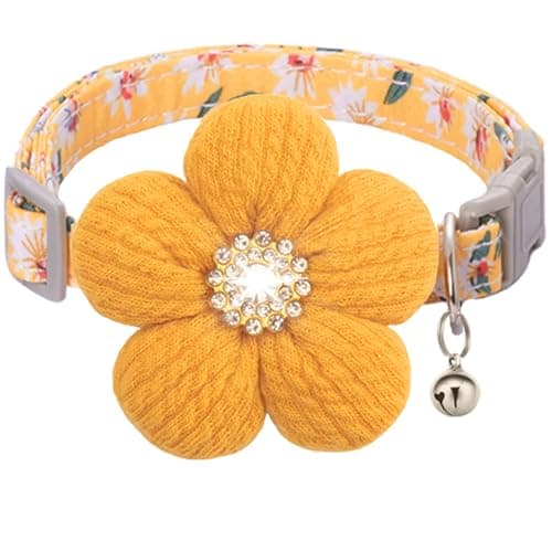 Small Dog Collar with Flower, Spring Dog Collar for Girl Dog Collars for Small Dogs Cute Dog Collar with Bell, Adjustable Length - Image 1