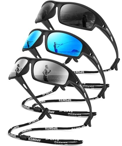 OUKEMAX Polarized Sunglasses Men Sports-Sunglasses: Wrap Around Sun Glasses for Running Cycling Golf UV Protection 3 Pack
