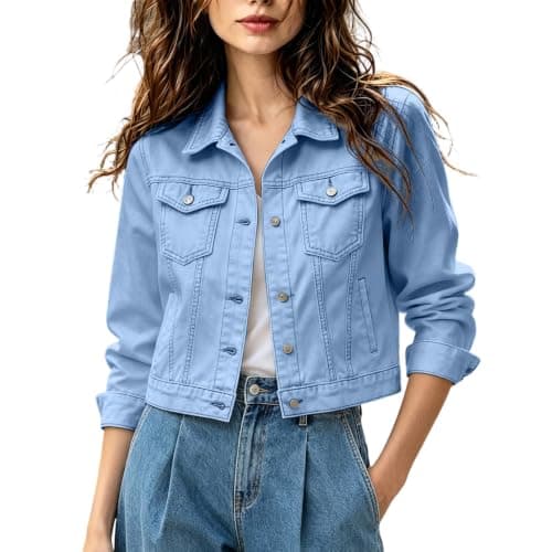 Cropped Jean Jacket for Women Lightweight 2026 Summer Fall