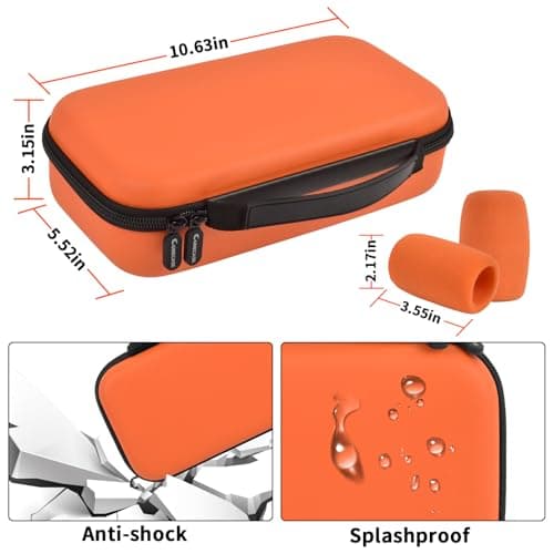 Wireless Microphone Case for JBL PartyBox & Two Mic System, Shockproof Karaoke Microphones Travel Storage Box with Mic Foam Cover, Holds 2 Mics, Receivers, Adapters, AA Batteries - Orange+Black Zipper - Thumbnail 5