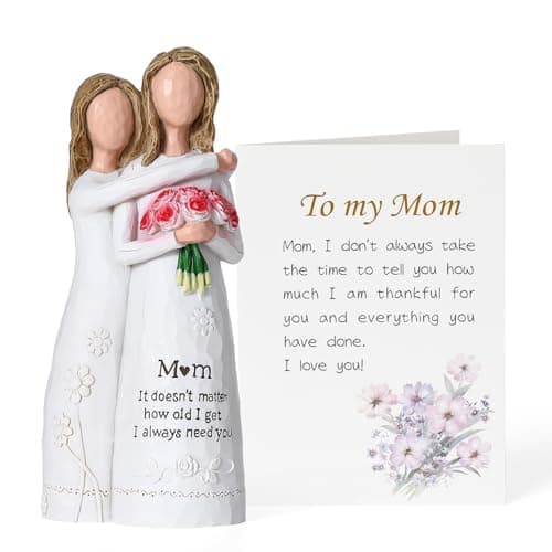 Ocosy Hand-Painted Mom Daughter Resin Figurine, Statue, Gift for Mom from Daughter, Decorative Sculpture,Red Rose - Image 1