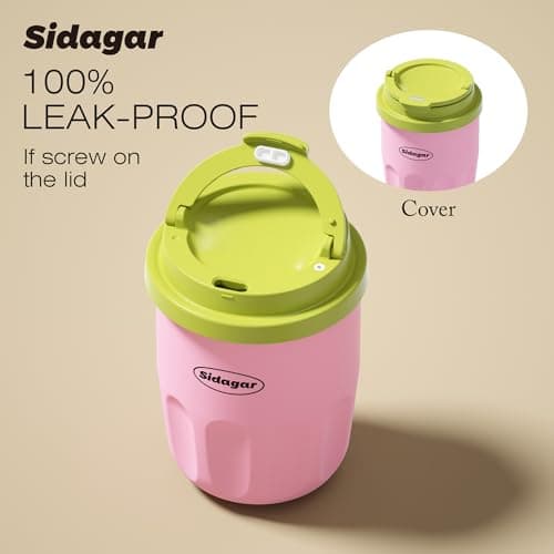 Sidagar Travel Coffee Mug 10 oz Ceramic Lined Tumbler, Double Wall Stainless Steel Coffee Cup with Lid, Vacuum Spill Proof Mini Water Bottle, Insulated Thermal Mug for Home Office,Pink - Thumbnail 3