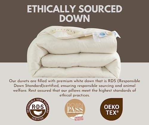 baisihan OverCloud™ Goose Down Comforter, Queen Size Winter Down Duvet Insert, Hotel Collection Comforter Ultra Soft 700+ Fill Power Down Proof Duvet Insert with Corner Tabs (90"X90") - Thumbnail 5