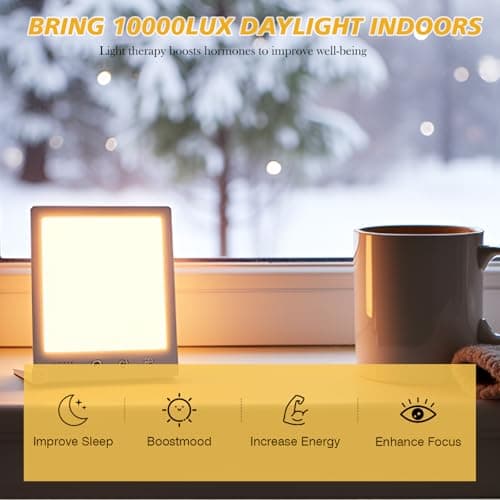 DABLEIBEN Sun Light Therapy Lamp with Red Light - 10000 Lux LED Sun Light Therapy Lamp for Face, Improving Mood, Energy, Sleep & Skin Care, with 4 Light Modes & 5 Brightness Levels, Timer, UV-Free - Thumbnail 2