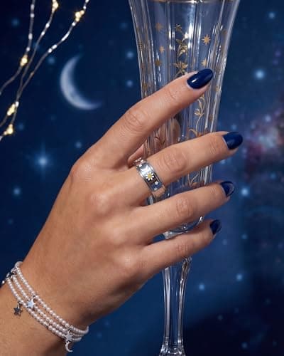 Fidget Toys Adults Ring for Women - Anxiety Stress Relief Items Quiet Spinner Gift for Birthday Sun Moon Star Rotating Jewelry Stainless Steel Silver Size 7 - Thumbnail 6